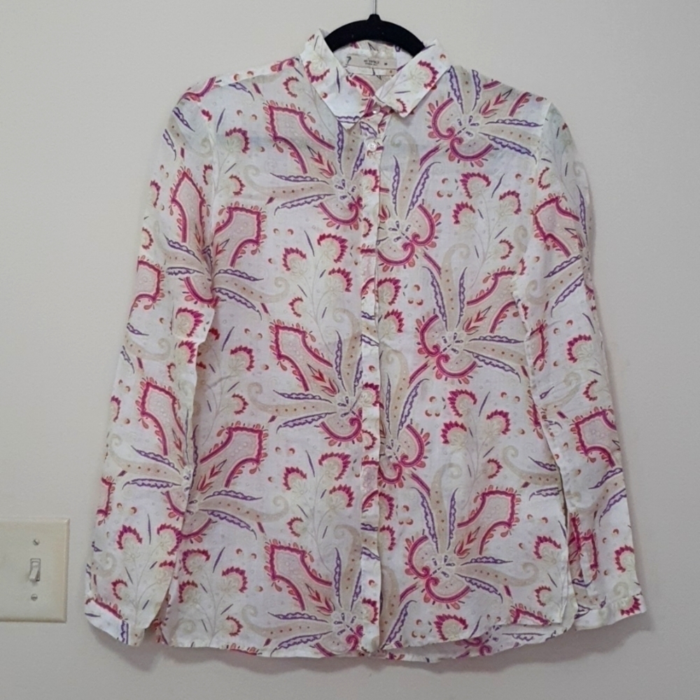 Etro Ramie Multicolor Paisley  Button down Shirt